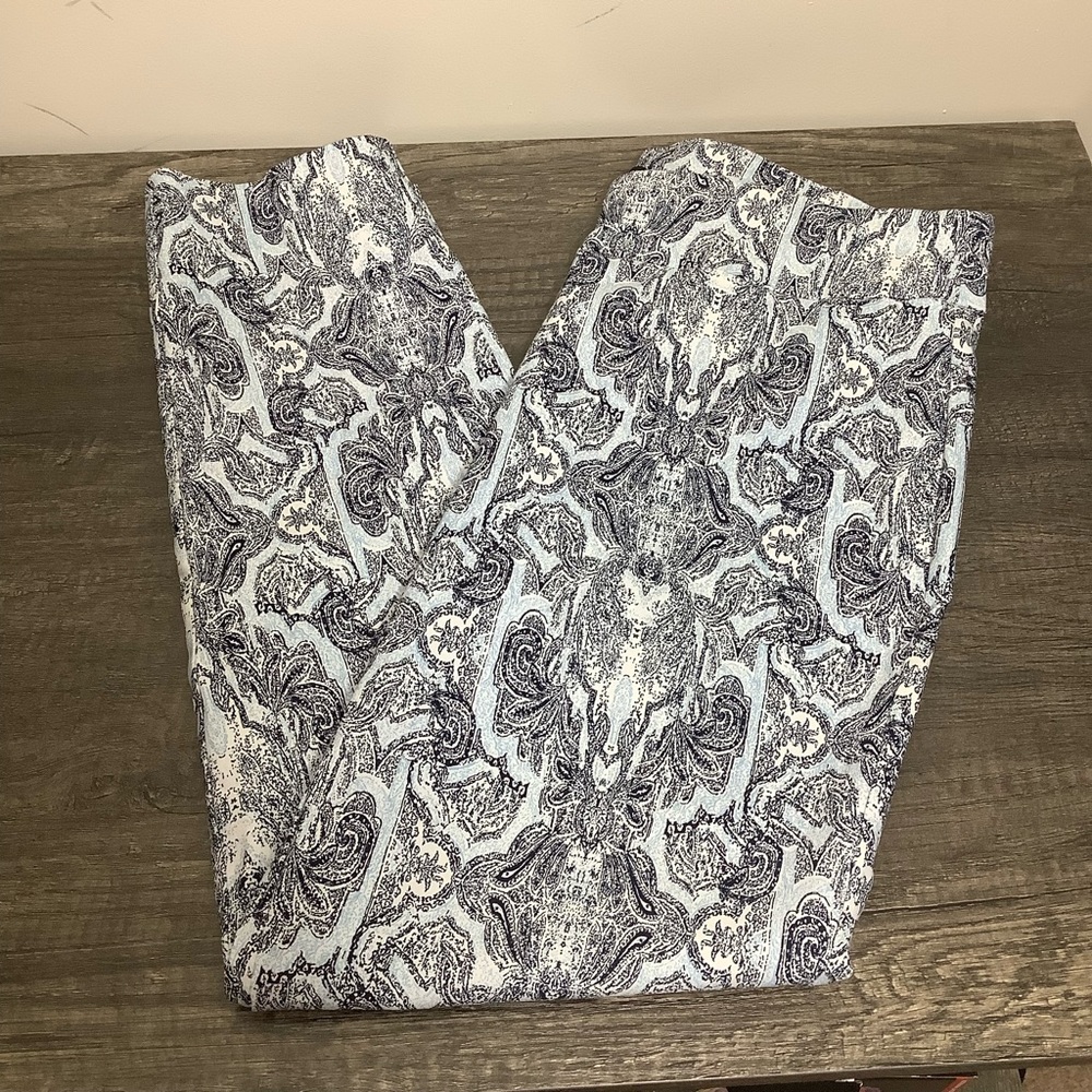 Context Blue And White Patterned Ankle Pants, Siz… - image 1